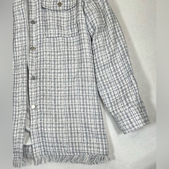 7 FOR ALL MANKIND Tweed Shacket Oversized Fringe Cowgirl Streetwear Preppy S - Picture 3 of 11